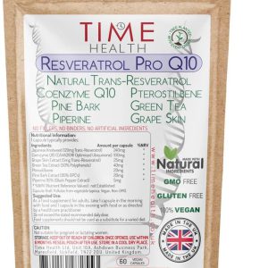 Formula Ativador da Sirtuina e Anti-Aging, Trans-Resveratrol, Coenzima Q10, Pterostilbene, Casca de Pinho e mais, Time Health, capsulas