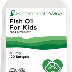 Omega 3 para crianças, Óleo de peixe natural para crianças, 90 mg de EPA, 60 mg de DHA, Wise, 120 cápsulas moles fáceis de engolir