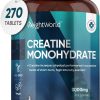 Comprimidos de creatina monohidratada Premium, suplemento energético vegano e cetogênico sem sabor para treino, 3000 mg, 270 comprimidos