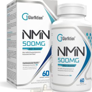 Suplemento de NAD avançado com 7 ingredientes em 1 cápsula, com Coenzima Q10 para Apoiar a Saúde Geral, NAD+ Booster para Antienvelhecimentom, Glorfktion, 60 cápsulas