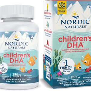 DHA Infantil, 3-6 Anos, Morango - Nordic Naturals, 360 Mini Cápsulas Gelatinosas