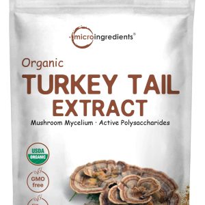 Cogumelo Turkey Tail - Cauda de Peru Orgânico em pó, Extrato 50:1, Liofilizado com polissacarídeos ativos, apoia a resposta imunológica e o nível celular, Micro Ingredientes, 227g
