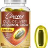 Ubiquinol CoQ10 600 MG Softgels com ômega-3 e Shilajit e PQQ, Coenzima Q10 de dupla entrega avançada, suplemento ativo de CoQ10 Ubiquinol para antioxidantes, coração, cérebro e energia celular, 60 softgels