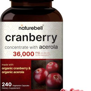 Cranberry Concentrado, Extrato de Cranberry Fresco 100:1, Ingredientes Orgânicos, NatureBell,  36000mg , 240 Cápsulas Vegetais