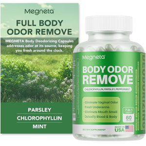 Suplemento para Controle de Odor Corporal Completo, clorofila para a saúde da pele, hálito e intestino, Megneta, 60 capsulas