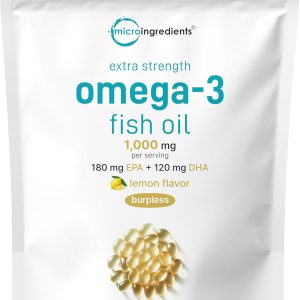 Óleo de Peixe Omega-3, 300 cápsulas com 1.000mg de Alta Potência com 180mg EPA e 120mg DHA | Sabor Limão | Entericamente Revestida | Suporte ao Coração e Cérebro | Livre de Mercúrio e Não-GMO
