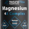 Magnésio 4X – Complexo com 4 Formas Quelatadas de Alta Absorção - Glicinato, Taurato, Malato e Orotato - Natural Flow, 120 capsulas