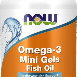 Óleo de Peixe Ômega-3 Mini Sofgels, 180 mg EPA / 120 mg DHA por Dose | Cápsulas Fáceis de Engolir | Certificado Halal, Keto Friendly e Não-GMO, Now Foods, 180 mini gels