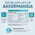 Akkermansia Muciniphila Probiótico com Fibra Prebiótica, 300 Bilhões de AFU para Produção de GLP-1, Saúde Digestiva e Intestinal 120 Cápsulas