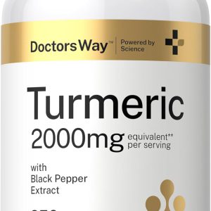 Cúrcuma com Extrato de Pimenta-Preta, Potente Fórmula Ayurvédica para Saúde e Bem-Estar, Doctor's Way, 250 cápsulas