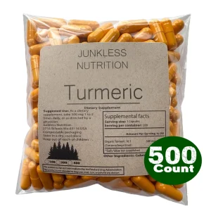 Cúrcuma Pura Longa, Anti-inflamatório Natural, 500mg por Cápsula, Junkless Nutrition