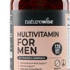Multivitamínico Diário para Homens, Minerais e Ervas para Energia, Desempenho, Imunidade - com Vitamina A, C, D, Complexo B - Sem Soja e Glúten, Não OGM, NatureWise, 240 Cápsulas [Suprimento para 6 Meses]