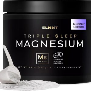 Magnesium Triple em pó, Magtein L-Treonato com Apigenina, L-Teanina e Melatonina, Suplemento Potente para Sono Profundo e Relaxamento Natural, ELMNT, 153g