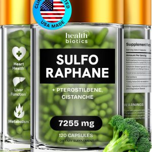 Suplemento de Sulforafano Estabilizado de Floretes e Sementes de Brotos de Brócolis Orgânicos, Enxofre Orgânico 120 Capsulas