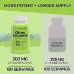 Extrato de Citrus Bergamot 500mg – 120 Cápsulas Vegetarianas | Antioxidante Natural com 40% Flavanonas | Suplemento de 4 Meses, Fabricado nos EUA