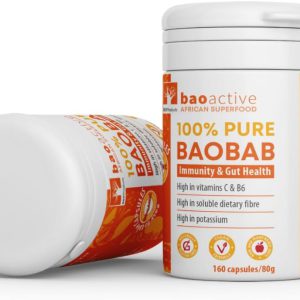 100% Pó de Baobá Orgânico em Cápsulas – 120 Unidades | Certificado USDA | Direto da África do Sul