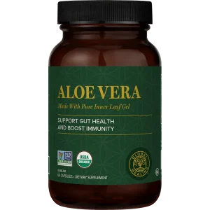 Aloe Vera - Suplemento de Aloe Vera Orgânica de Alta Potência - Global Healing Center - 180mg - 60 capsulas