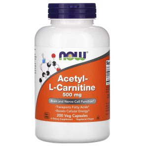 Acetil-L Carnitina - Now Foods - 500 mg - 200 Cápsulas Veganas
