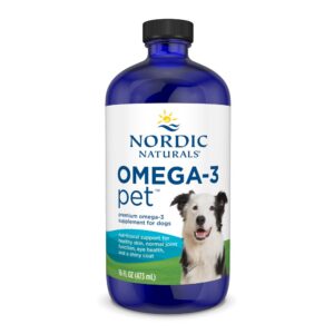 Ômega-3 Pet Nordic Naturals para cães, frasco de 473 ml — frente da embalagem atual
