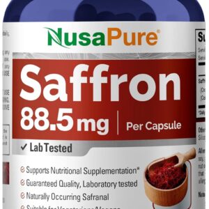Saffron 88.5 mg- 200 cápsulas vegetarianas (100% vegetariano e sem glúten)