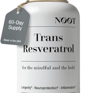 NOOT Trans Resveratrol 500mg - Suplemento Vegano para Longevidade e Saúde do Coração