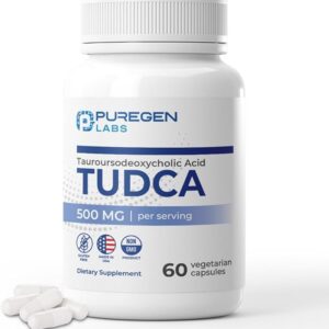 Suplemento TUDCA Puregen Labs 500mg - Suporte Hepático Vegano e Sem Aditivos