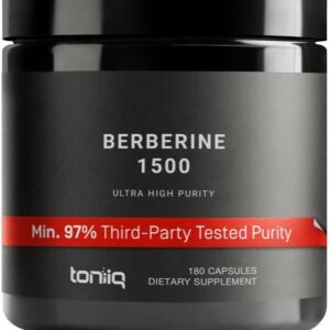 Suplemento Toniiq Berberina HCl 180 Cápsulas - Alta Potência para Saúde Metabólica