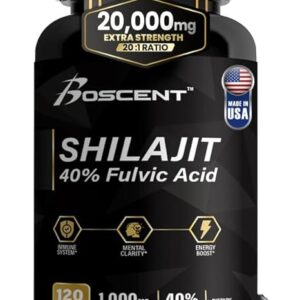 Shilajit Capsules Boscent 120 Cápsulas - Potente Suporte Natural de Energia e Vitalidade para o Seu Dia-a-Dia