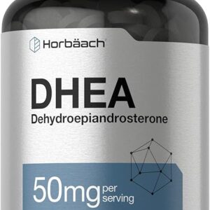 Horbäach DHEA 50mg - Suplemento Hormonal Não-GMO e Sem Glúten para Energia e Bem-Estar