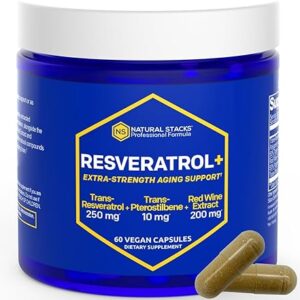 Suplemento Natural de Resveratrol com Trans-Resveratrol e Pterostilbene - Poderoso Antioxidante para Envelhecimento Saudável