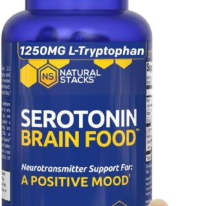 Suplemento Serotonin Brain Food com L-Tryptophan e Rhodiola Rosea - Suporte ao Humor e Alívio do Estresse