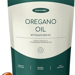 Óleo de Orégano com Óleo de Semente Negra JOHN RAMBO 300 Softgels - Suporte Imunológico Potente