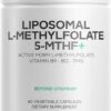 Suplemento Codeage Liposomal L-Methylfolate 5-MTHF+ com Entrega Lipossomal - 60 Cápsulas para Saúde da Mulher