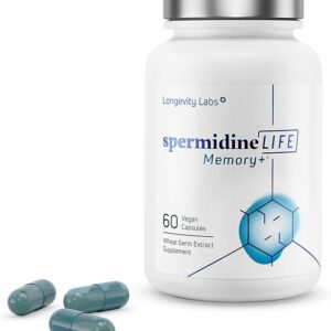 LONGEVITY LABS + spermidineLIFE Memory+ 1300mg - Suplemento Natural Vegano para Memória e Cognição