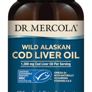 Óleo de Fígado de Bacalhau Dr. Mercola 60 Cápsulas - Suporte para Saúde Cerebral e Articular com Ômega-3