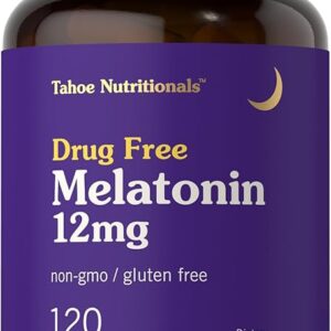 Melatonina Tahoe Nutritionals 12 mg - Suplemento Natural para um Sono Reparador e Tranquilo