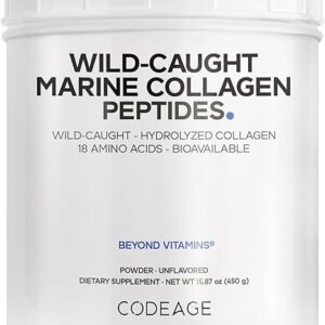 Pó de Colágeno Marinho Codeage 15.87 Onças - Suporte Avançado para Pele, Cabelo e Unhas