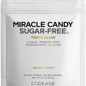 Codeage Miracle Candy - Caramelos Macios Sem Açúcar de Caramelo Salgado - 30 Unidades Baixas Calorias