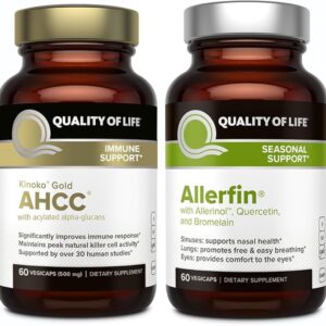 Quality of Life AHCC 500 mg e Allerfin - Suporte Imunológico e Alívio de Alergias