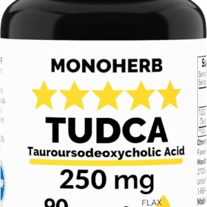MONOHERB TUDCA - Suplemento Vegetariano com 250 mg para Suporte Hepático e Digestivo