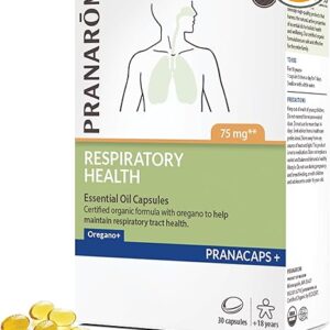 Pranarom Respiratory Health Pranacaps com Óleo de Orégano e Limão - Suporte Natural para Vias Aéreas Saudáveis