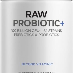Codeage Raw Probiotic+ - 34 Cepas e 100 Bilhões de CFUs para Saúde Digestiva