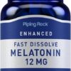Piping Rock Melatonin 12 mg em Comprimidos de Rápida Dissolução - Sabor Framboesa para um Sono Reparador