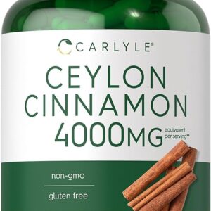 Cápsulas de Canela de Ceilão Carlyle 4000 mg - Suplemento Sem Glúten e Não OGM para Saúde e Bem-Estar