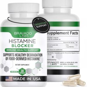 Bravado Labs Suplemento Bloqueador de Histamina - 30 Cápsulas com Enzima DAO e Vitamina C para Alívio Diário