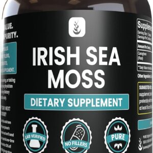 Irish Sea Moss Puro com 365 Cápsulas - Suporte Nutricional Sem Aditivos para Saúde