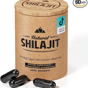 Cápsulas de Shilajit Natural com Ácido Fúlvico - Suporte Energético e Imunológico 60 Cápsulas