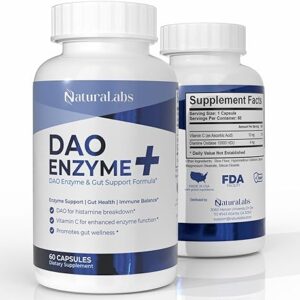 NATURALABS DAO Supplements – Bloqueador de Histamina com Enzima DAO e Vitamina C para Saúde Intestinal