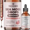 Irish Sea Moss Liquid Drops com Spirulina e Burdock - Suporte Nutricional Líquido Sabor Morango