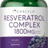 Suplemento de Resveratrol Carlyle 1800mg - Antioxidante Non-GMO e Sem Glúten para Saúde e Bem-Estar